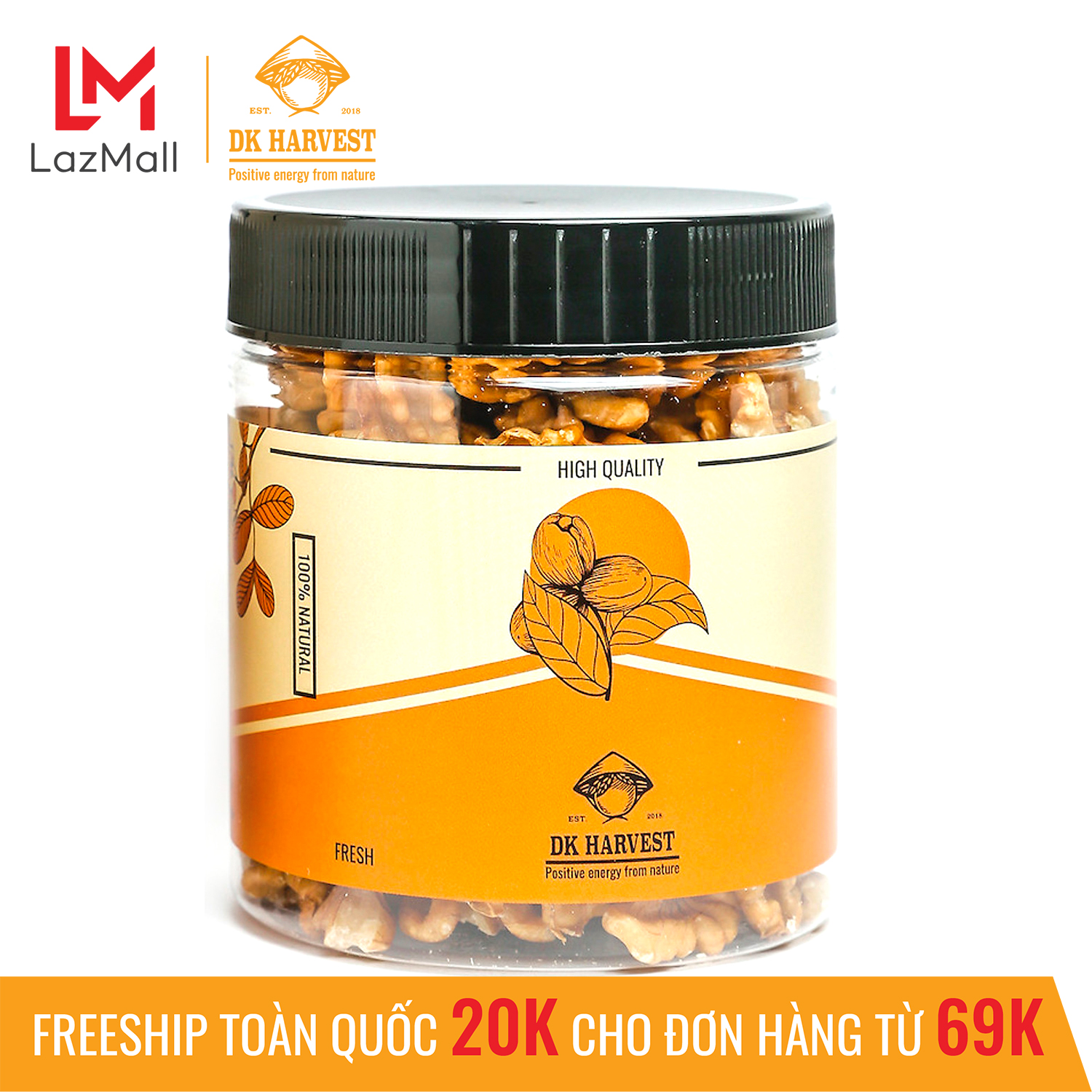 Nhân hạt óc chó DK Harvest nhập khẩu USA/Chile - 200g - nhân hạt óc chó được tách từ quả óc chó thượng hạng nhập khẩu