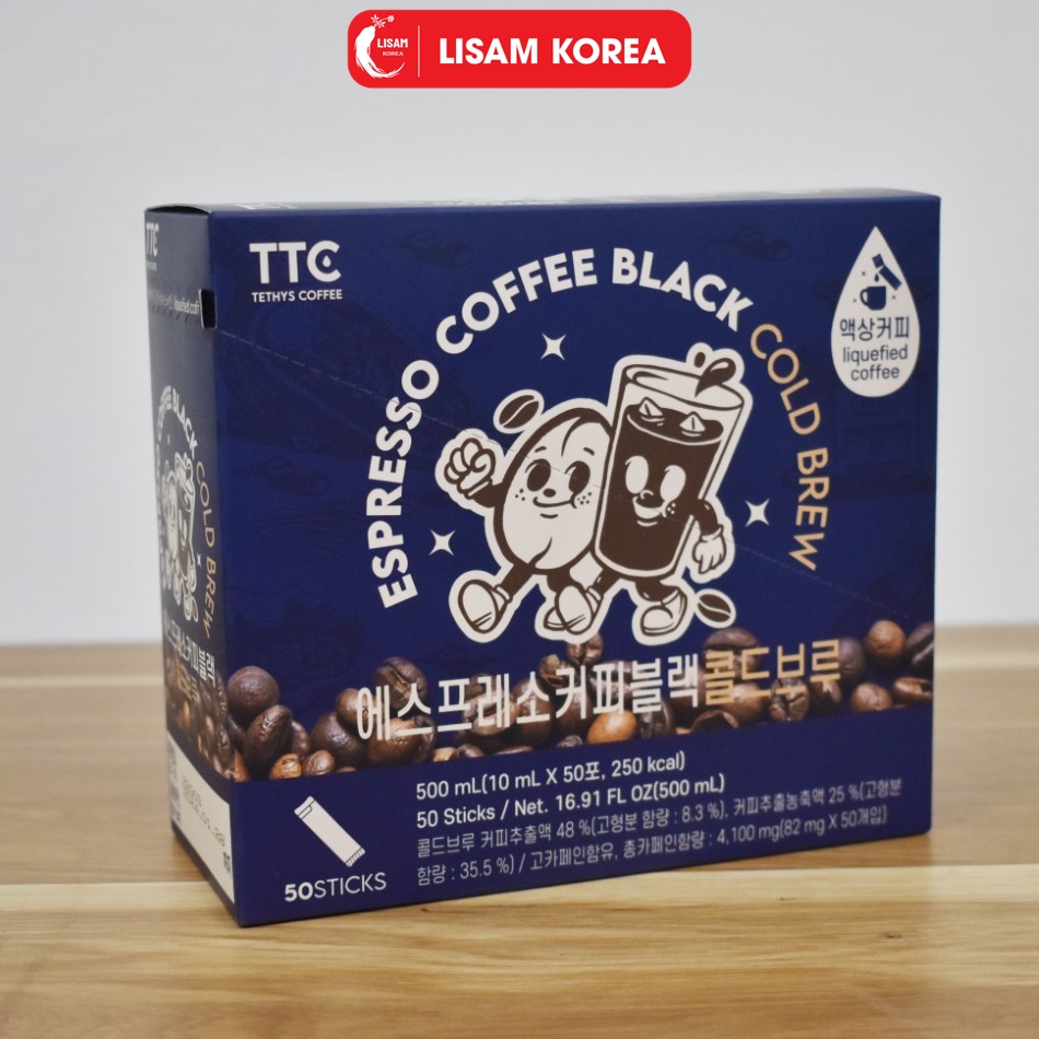 Cà phê đen Espresso ủ lạnh Hàn Quốc 500ml (10mlx 50 gói)