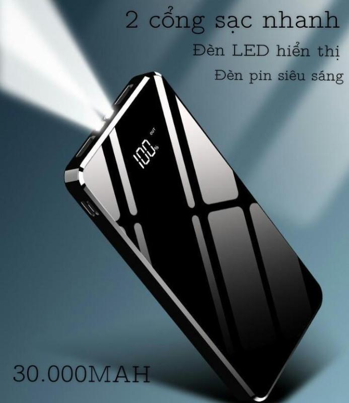 (HÀNG TỐT) PIN SẠC DỰ PHÒNG 30000MAH MẶT GƯƠNG CƯỜNG LỰC CAO CẤP , SẠC NHANH CÙNG LÚC 3 THIẾT BỊ , DÙNG CẢ NGÀY KHÔNG HẾT PIN , TUỔI THỌ PIN HƠN 999 LẦN SẠC