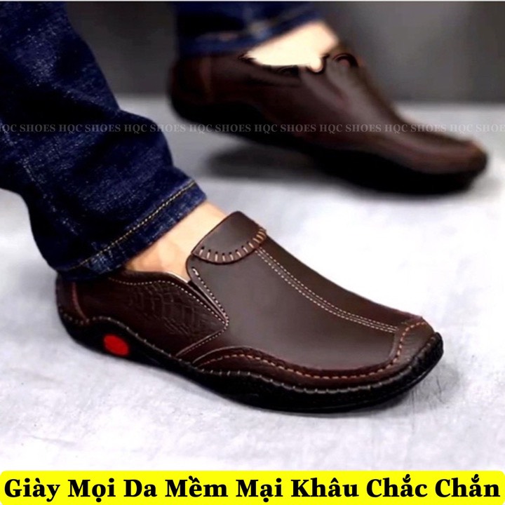 Giày lười nam HQC SHOES chất da mềm mại đế khâu chỉ chắc chắn HQ004