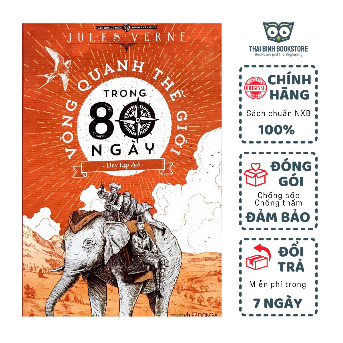 Sách - vòng quanh thế giới trong 80 ngày - tác phẩm kinh điển - jules gabriel verne - thái bình bookstore