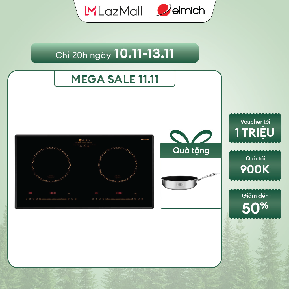 (Sale giữ chuỗi- Chỉ 01-10.11)Bếp từ đôi cao cấp Inverter Elmich 3882