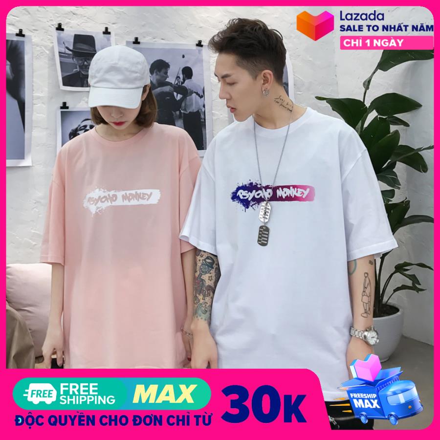 [HCM]Áo thun Unisex Psycho Monkey nam nữ hai màu bền đẹp chất Vải Thái áo thun tay lở form rộng-Thời Trang Evolpo