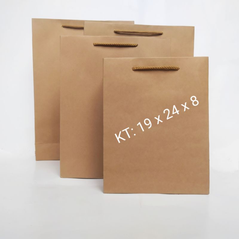 Túi kraft - 100c giấy xi trơn 19 x 24 x 8 túi giấy đựng quà tặng