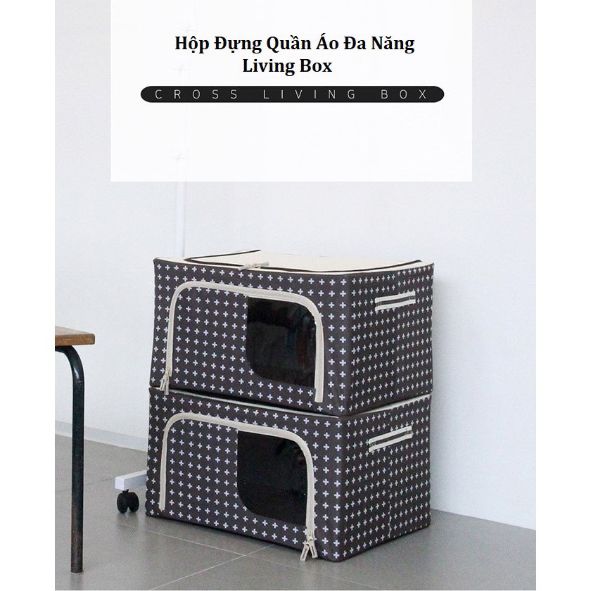 Hộp, Túi Đựng Quần Áo 92L Vải Polyester Chống Thấm Nước Khung Thép Chắc Chắn Living Box, HÀNG VIỆT NAM XUẤT KHẨU, Phong Cách Hàn Quốc,Túi Đựg Đồ Du Lịch, Khung Thép Chắc Chắn,Hộp Đựng Đồ Đa Năng