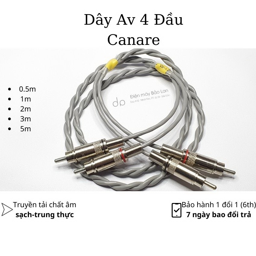 Dây Tín Hiệu Av, Hàng Bãi Canare Made Japan, Màu Xám , Bảo Hành 6 Tháng