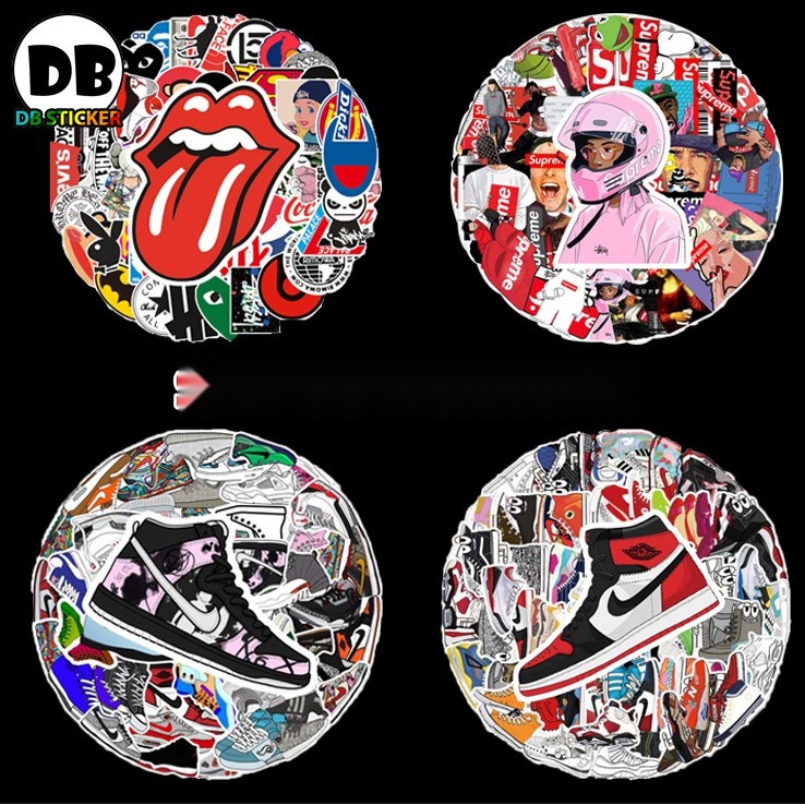 [Set 50 Cái] Sticker dán laptop, mũ nón bảo hiểm, vali, xe tay ga phong cách graffiti dễ thương