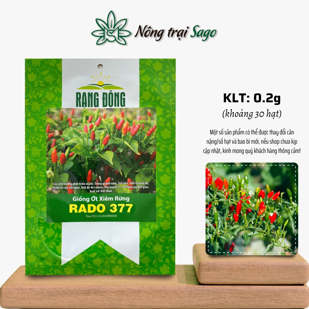 Hạt giống Ớt Xiêm Rừng Rado 377 nảy mầm tốt, trái sai, thu hoạch nhiều lần, trồng quanh năm - Nông Trại Sago