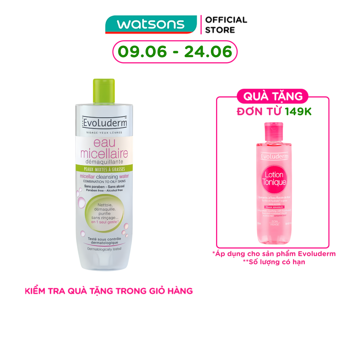 Nước Tẩy Trang Evoluderm Cho Da Hỗn Hợp, Nhờn 500ml