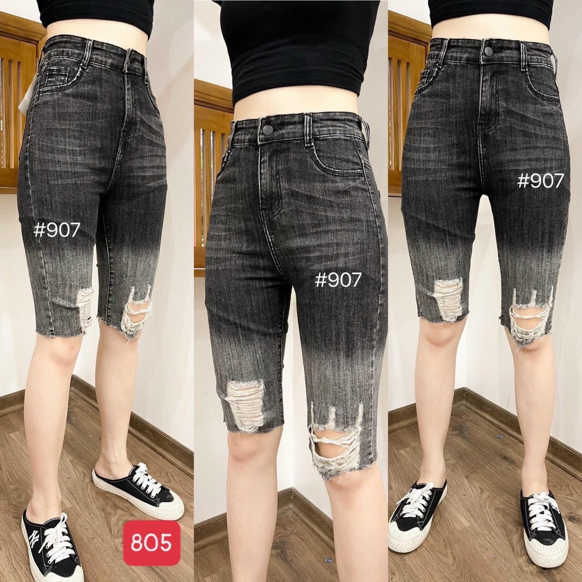[HCM]Quần short jean nữ rách nhẹ màu xanh- Quần jean nữ lửng ngang đầu gối- Quần jean nữ ngố thời trang BINSTORE94 btmq805