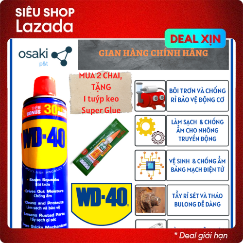 [Freeship+Quà] CHAI XỊT TẨY RỈ, BÔI TRƠN, CHỐNG ẨM WD40, WD-40 412ml [336g]