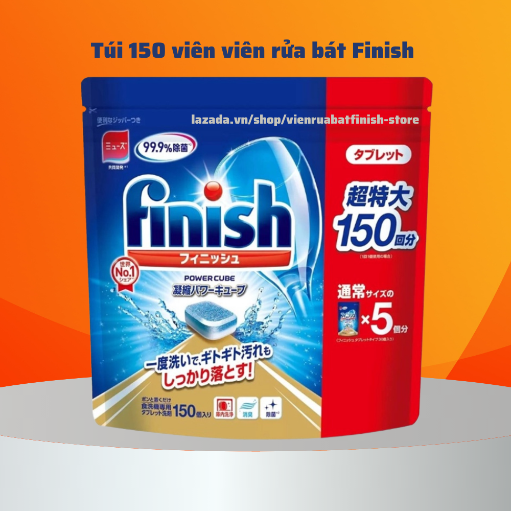 Viên rửa bát Finish Power Cube Nhật Bản 150 viên dùng cho máy rửa chén máy rửa bát
