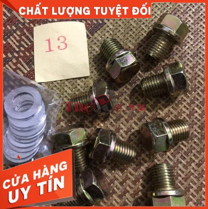 Ốc xả nhớt xe máy, ốc nhớt xe máy hàng xi đep, ốc xả nhớt size zin là 12 ly, còn ren taro rồi thường lên 13 ly