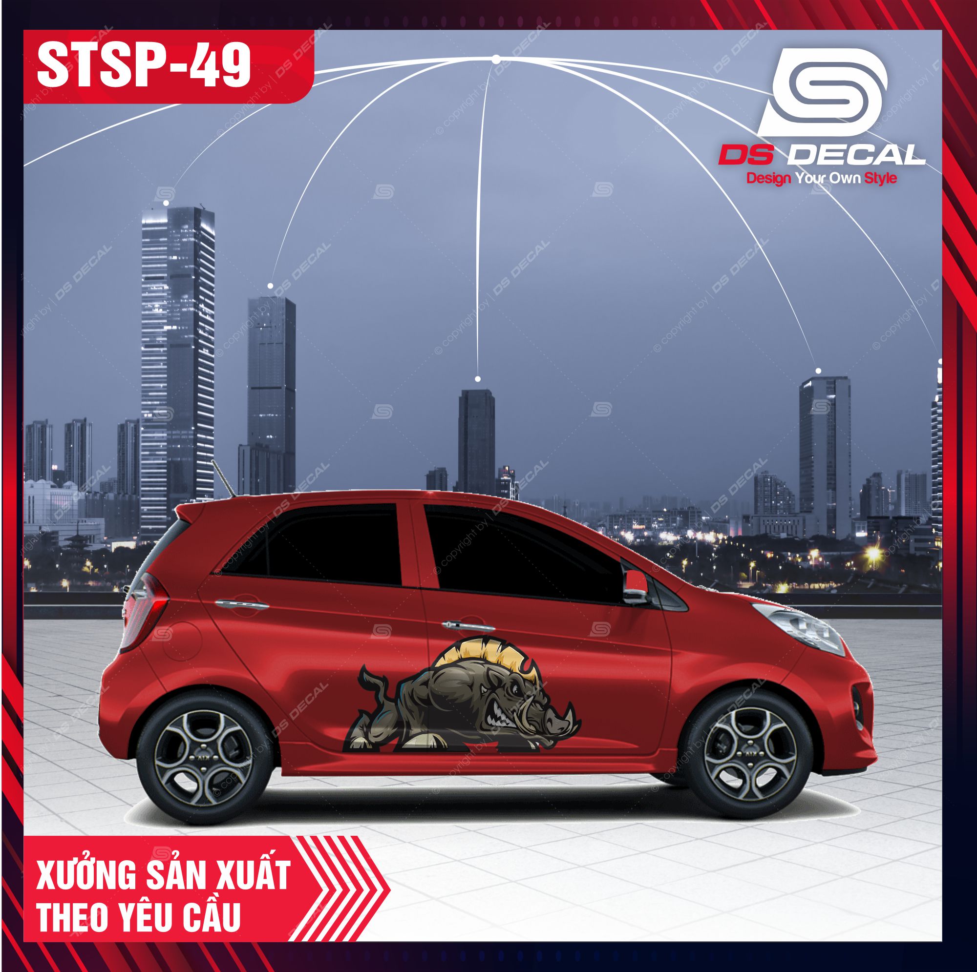 Tem dán xe ô tô kia morning - 20, sticker trang trí xe ô tô, decal dán ô tô pvc chống nước - dsdecal