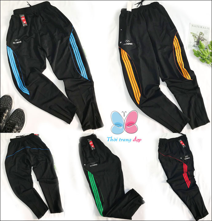 [HCM]Quần dài nam 40kg đến 75kg thun trơn co giãn 3 sọc màu olympic lai phối dây kéo Hàng Tốt - QN71