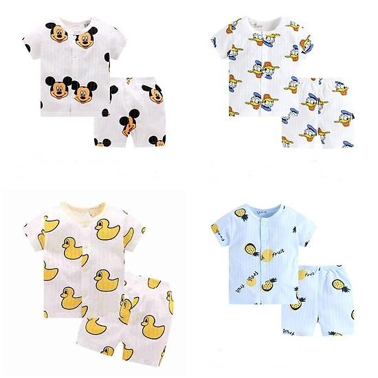 set 03 Bộ quần áo cộc tay cotton giấy khuy giữa