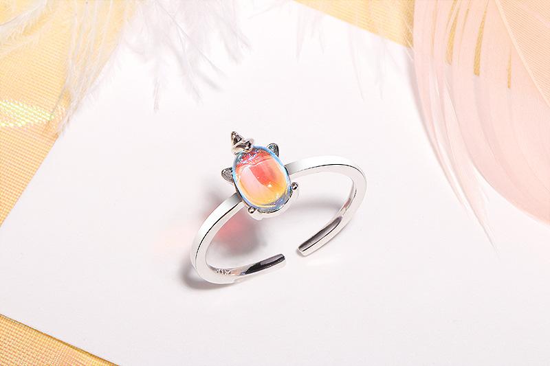 [HCM]Nhẫn bạc kỳ lân cầu vồng dễ thương
