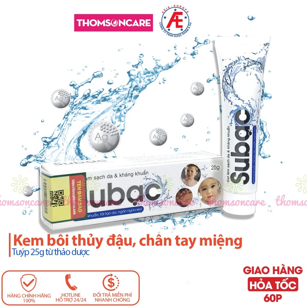 [Hoàn tiền 20%] Kem Su bạc - Subac chứa nano bạc và thảo dược cho bé bị thủy đậu chân tay miệng