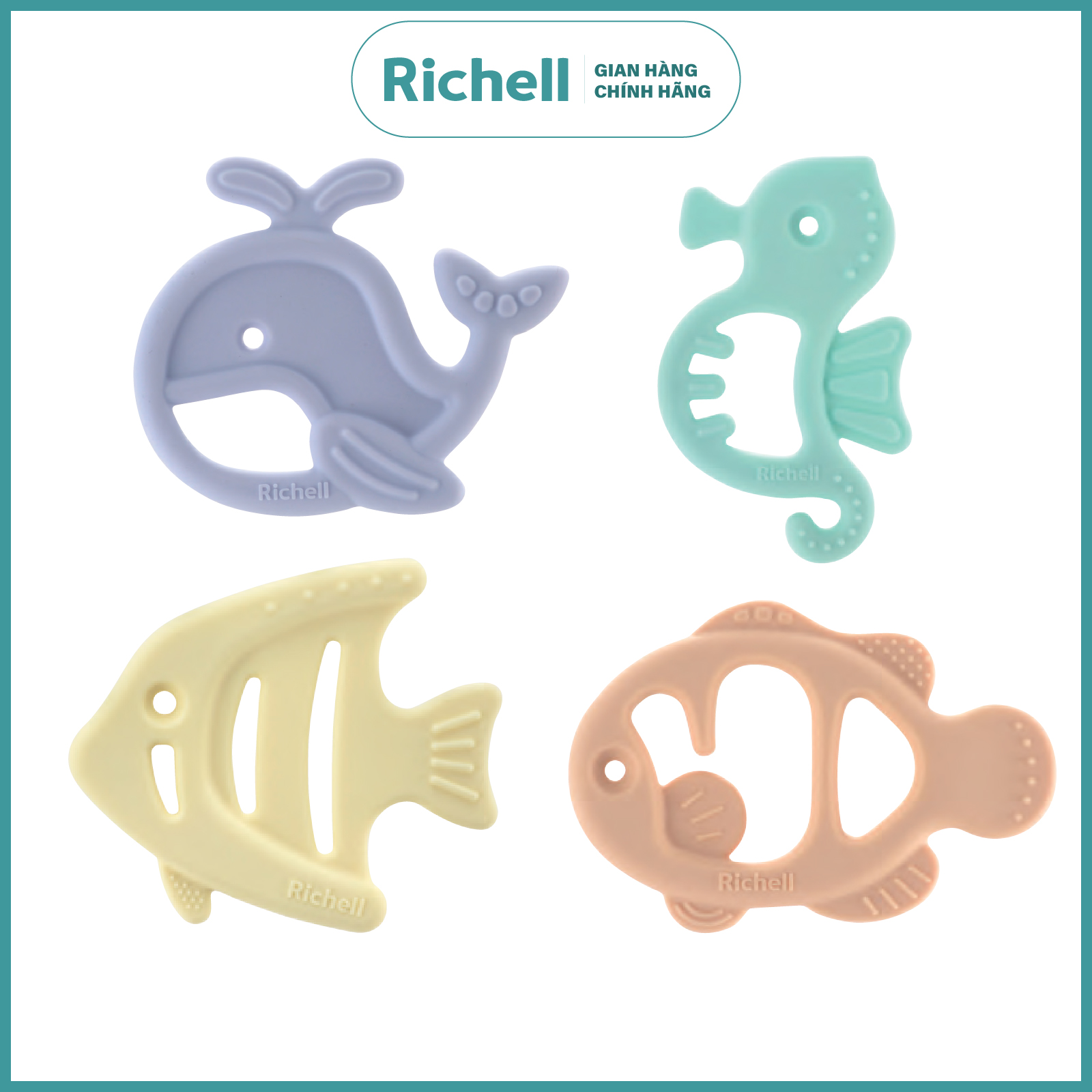 Gặm nướu sinh vật biển RICHELL silicone nguyên khối gặm nướu đồ chơi cho bé | Baby