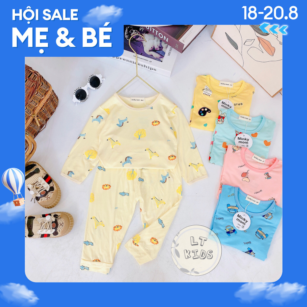 (MS22)Bộ dài tay thun lạnh Minky in hình toàn thân cho bé chất đẹp