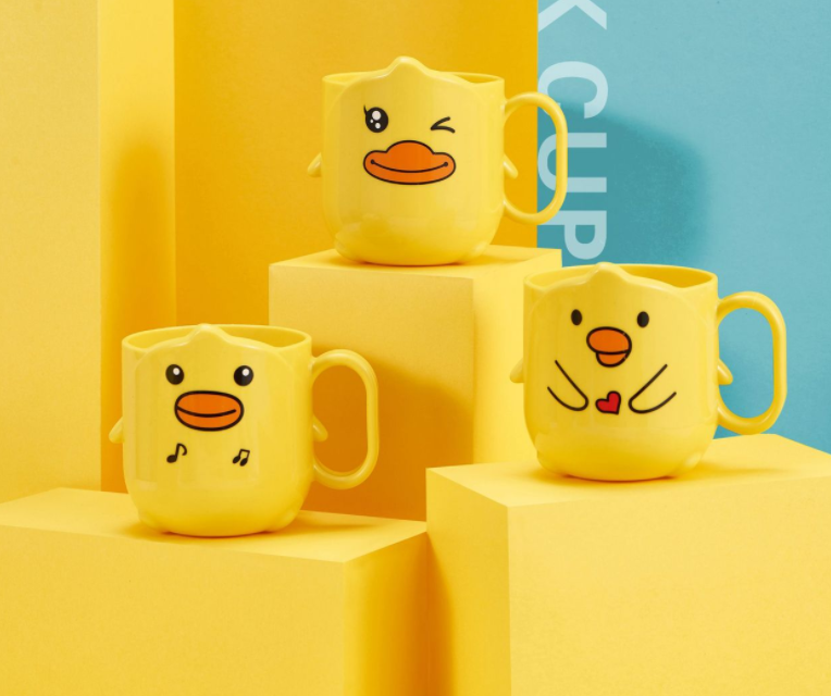 Cốc uống nước, Cốc đánh răng cho bé hình vịt vàng ngộ nghĩnh, đáng yêu
