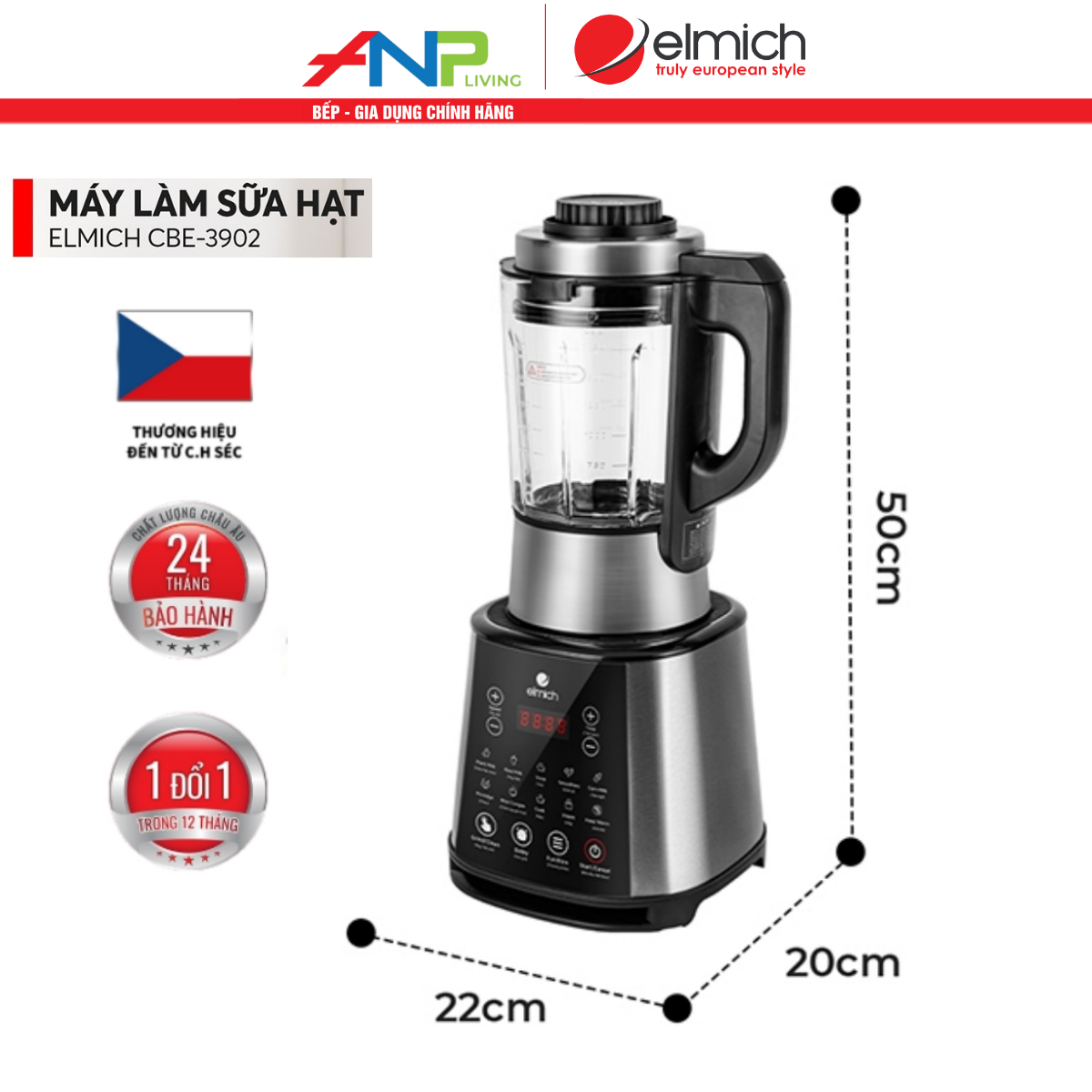 Máy Làm Sữa Hạt EMICH CBE-3902 (Dung Tích Cối 1,75L - Công Suất 1600W - 10 Chức Năng) - Hàng Chính Hãng