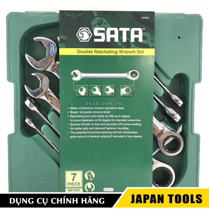 Bộ cờ lê vòng miệng tự động 8.0-22mm sata 09050 | japan tools
