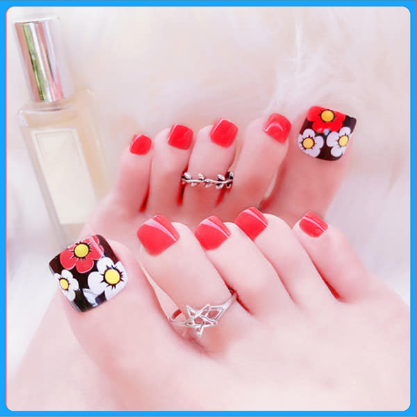 Hộp 24 móng chân giả , nail giả , móng giả c52