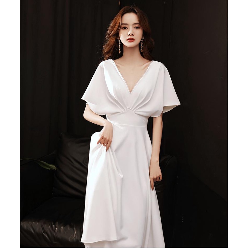 Đầm cổ v dáng dài có sẵn mút ngực