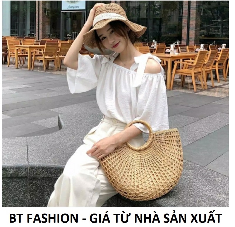Áo Kiểu Trễ Vai, Voan , Hai Dây Nơ Vai Thời Trang Mới - BT Fashion
