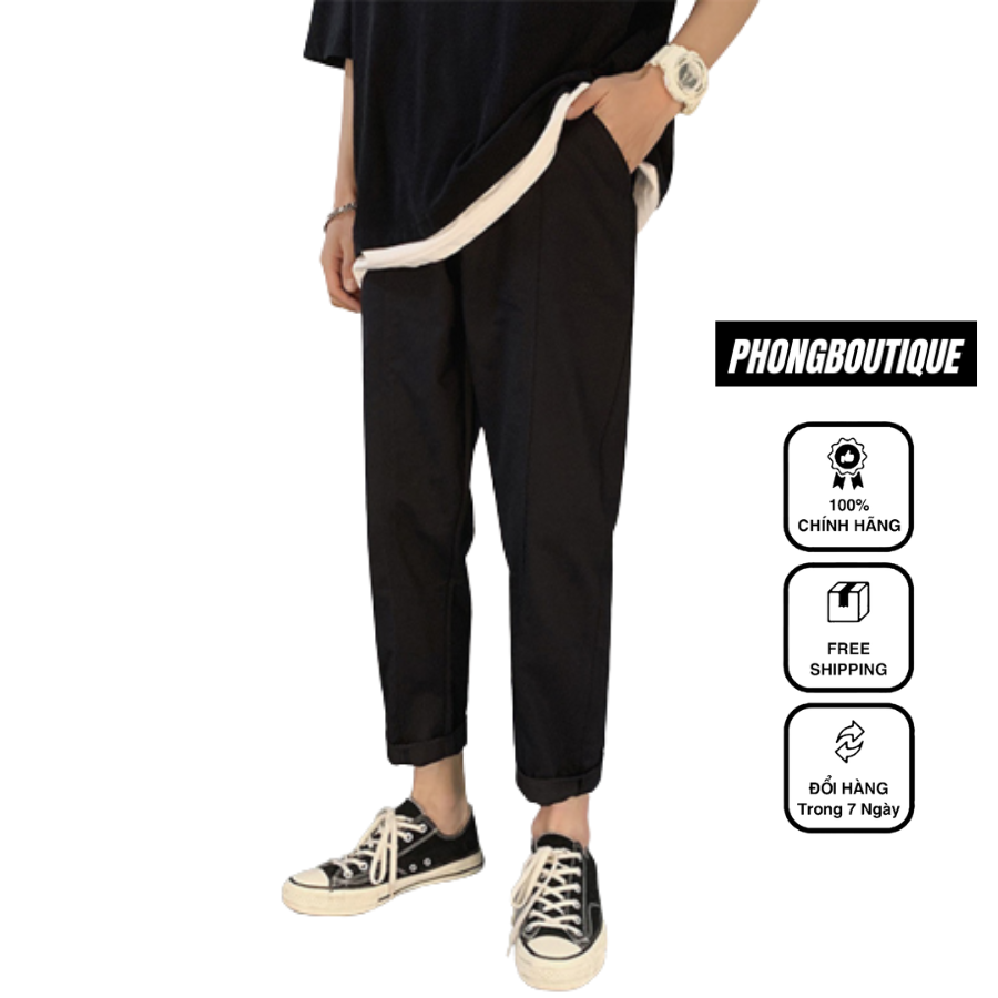 Quần Baggy Kaki unisex Phong Boutique Basic nam nữ cạp chun ống rộng phong cách Hàn Quốc ulzzang.