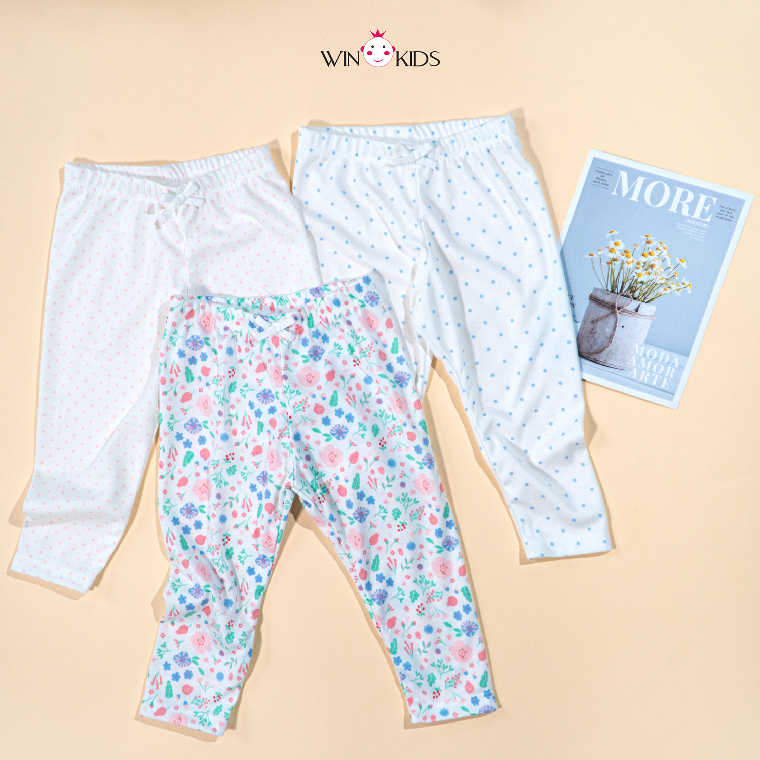 Quần legging dài bé gái thun cotton 100% cho bé 12-38kg Thời trang trẻ em WINKIDS