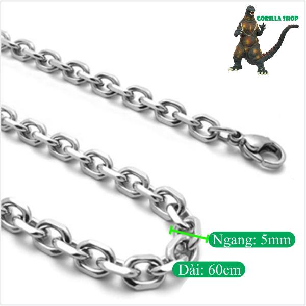 Dây chuyền nam inox chữ cong 5mm cao cấp.