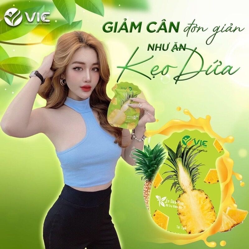Kẹo Dứa Giảm Cân giảm cân nhanh cấp tốc giảm béo an toàn hiệu quả Chính hãng VIC organic - Kẹo Dứa Plus giảm cân