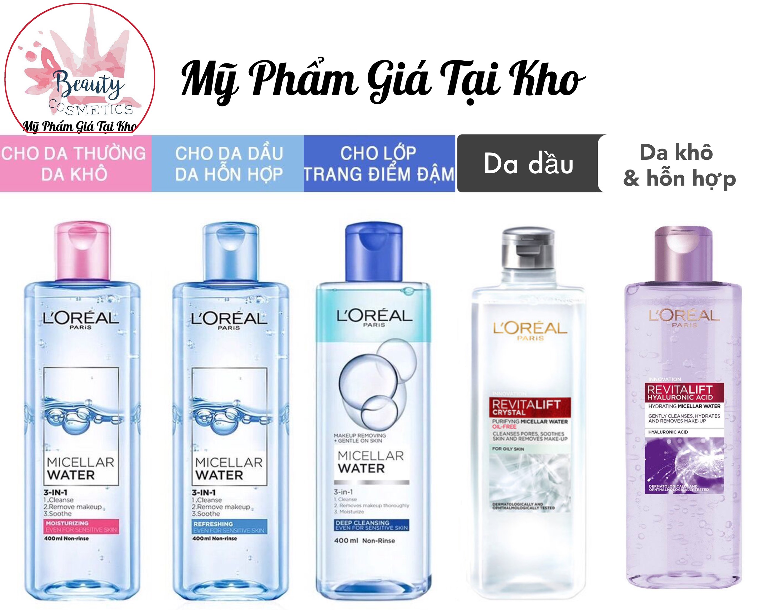 Nước tẩy trang Loreal - L'Oreal Paris 3-in-1 400ml-Sạch sâu-Giữ ẩm-Mềm da