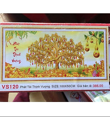 YN5193- Tranh đính đá cây tiền-100X50CM