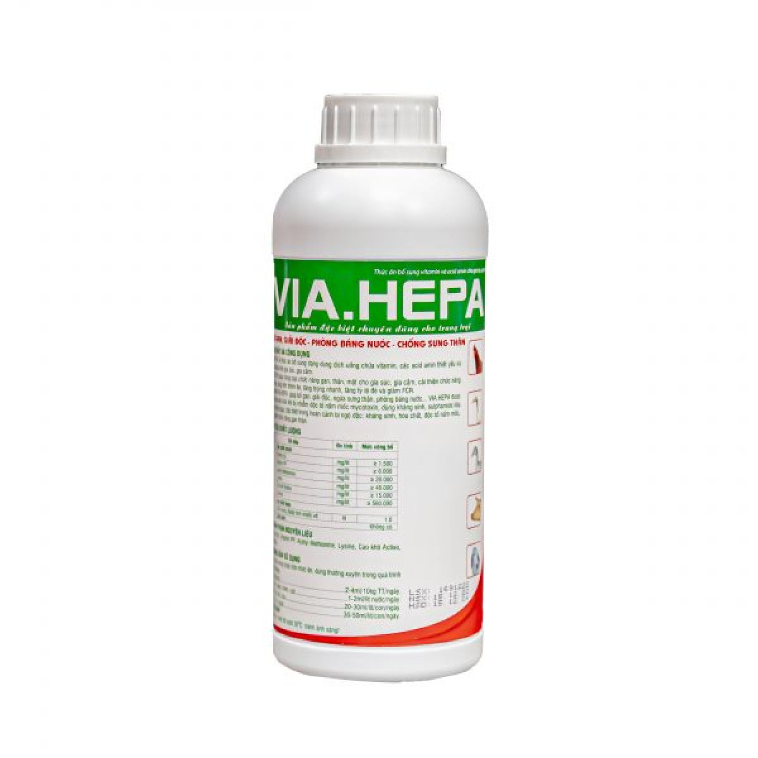 VIA.HEPA chai 1l -  Bổ gan, giải độc, phòng tích nước, chống sưng thận dùng trong thú y