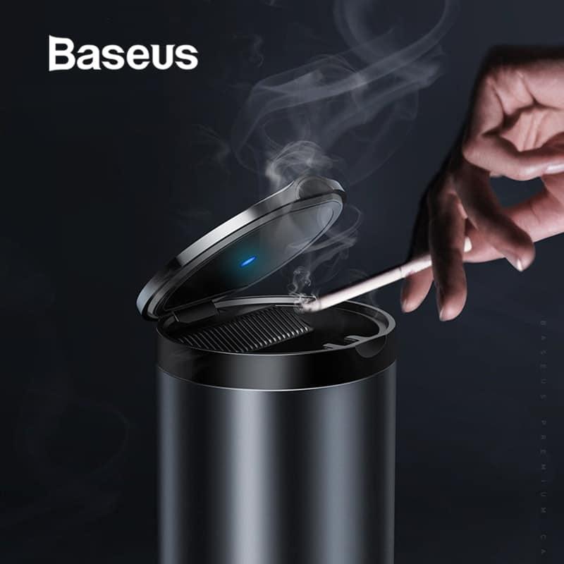 Hộp đựng tàn thuốc lá trên ô tô Baseus Portable Car Ashtray LED Light,thiết kế sang trọng, đèn LED thông minh dễ dàng sử dụng trong tối
