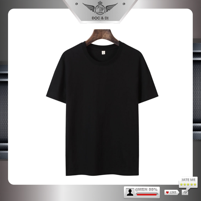 Áo thun nam tay ngắn cổ tròn không cổ trơn Bassic LEVA cao cấp chất liệu áo phông Cotton co giãn 4 chiều các Size M/L/XL/2XL cân nặng 55~90kg AT004GOO