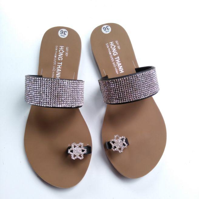 Hình thật dép bảng ngang xỏ ngón phối xoàn đế đúc cao cấp thương hiệu KT03