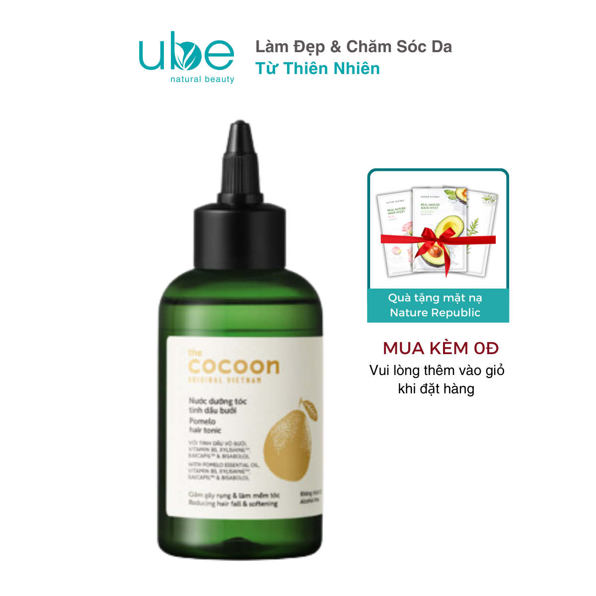 Nước dưỡng tóc tinh dầu bưởi cocoon giảm gãy rụng & dưỡng mềm tóc 140ml