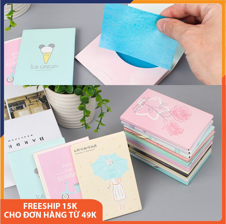 Giấy thấm dầu cho da mặt, hút dầu tự nhiên, giữ nguyên không trôi lớp trang điểm gói 50 tờ Melystore SPT110004