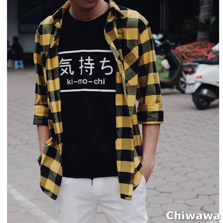 [HCM]Áo khoác sơ mi nam nữ ASM024 sọc caro Hàn Quốc màu vàng đen