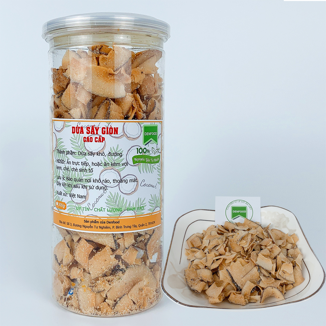 500g Dừa sấy giòn thơm ngon giòn ngọt, ăn chè, ăn bánh - Ăn Vặt Denfood