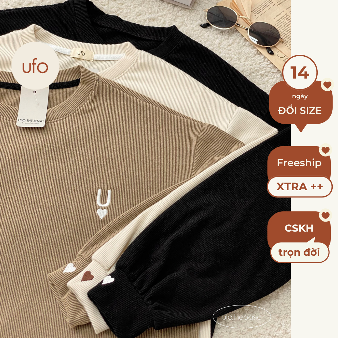 Áo len tăm cổ tròn basic thêu tim - Daily Pullover - by ufo.thebasic