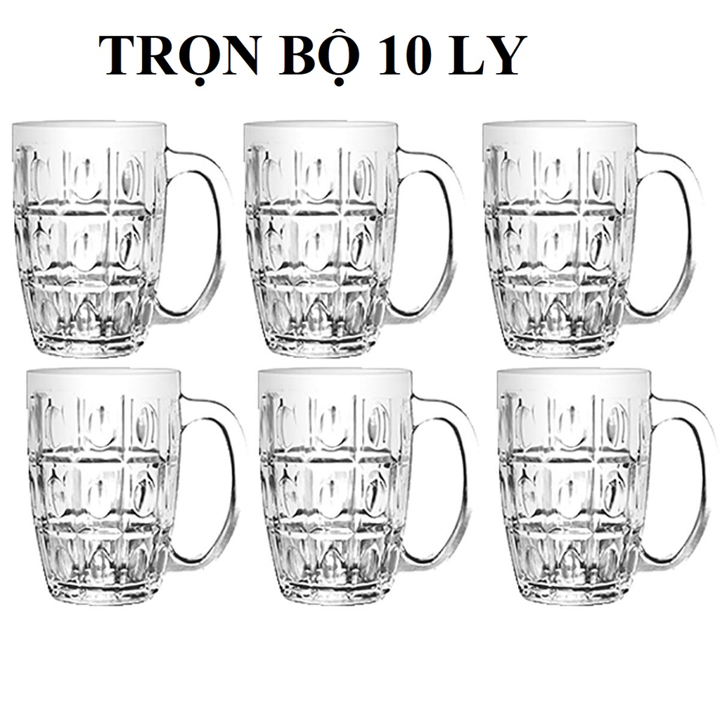 [TRỌN BỘ 10 CÁI] Ly Bia Nhựa Acrylic giả thủy tinh Uống Nước Ngọt Cốc Chén Nhà Hàng Quán Bar Cốc Bia - Beer Mug