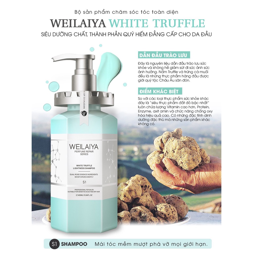 Combo 2 chai dầu gội Weilaiya phục hồi đa tầng Nấm Truffle 450ml ( 2chai shampoo)