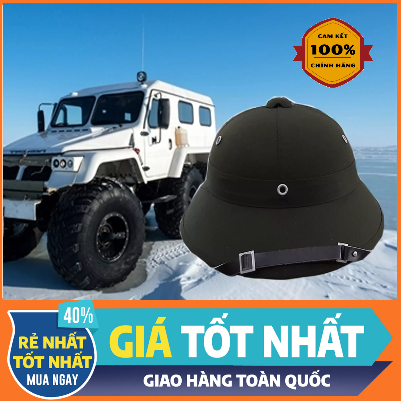 (Sản phẩm Chính hãng) Mũ côi CA, Nón cối bọc vải KaKi màu nâu