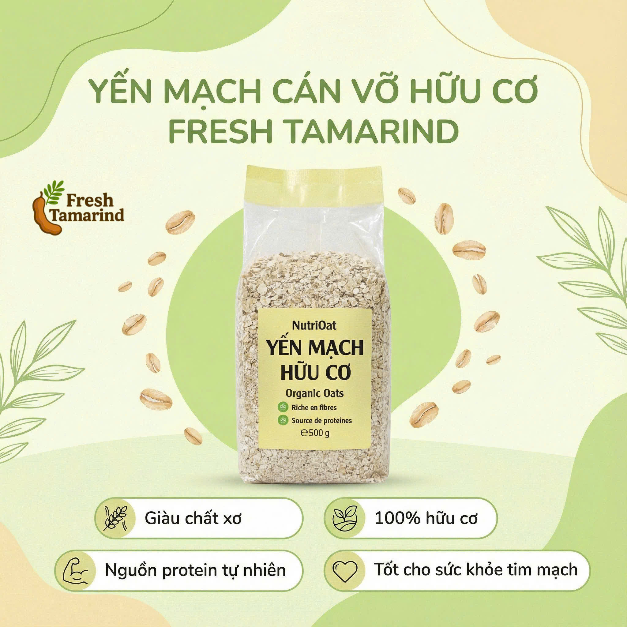  Yến mạch cán vỡ Hữu Cơ 1kg 5phút ăn liền 