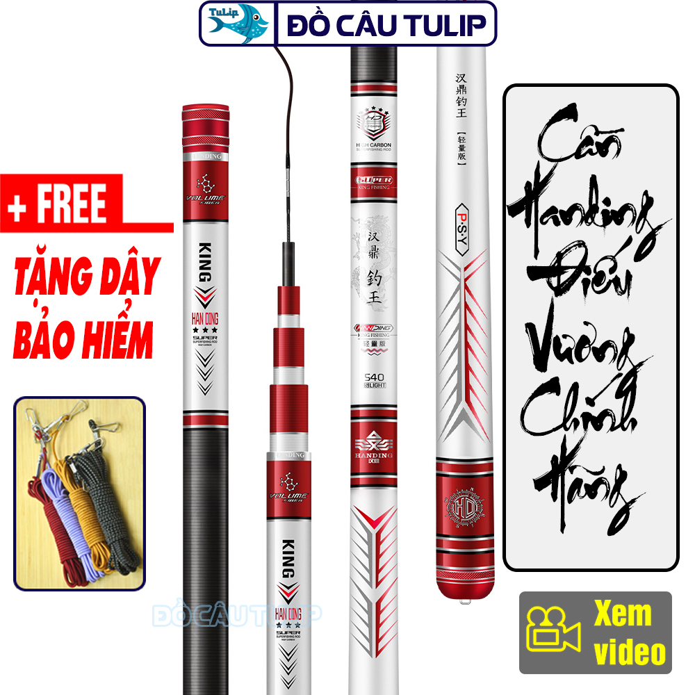 [TẶNG DÂY BẢO VỆ] Cần Câu Tay Siêu Bạo Lực  HANDING ĐIẾU VƯƠNG 6H - Cần Câu Cá Carbon Cao Cấp Siêu Cứng - Cần Câu Đài Đủ Size (6m3, 5m4, 4m5, 3m6) - Đồ Câu Tulip có cần câu máy, máy câu, cước và các loại dụng cụ phụ kiện